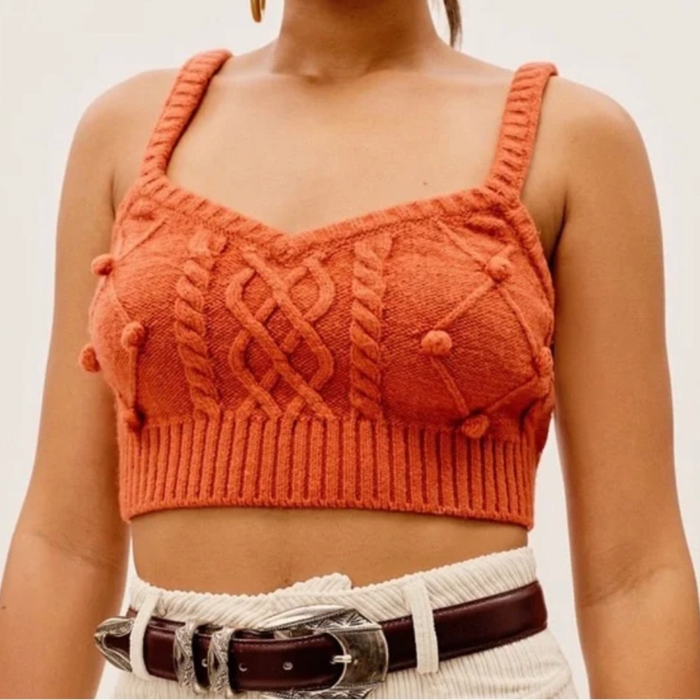 For Love And Lemons Florentina orange sweater Knit Tank Top